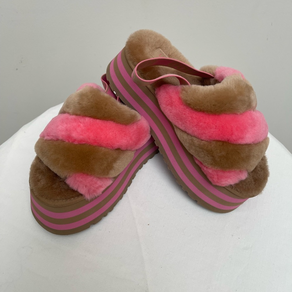 Ugg Disco Platform Slide - Chestnut/Pink Combo Gently Used